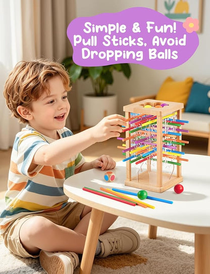 Montessori Wooden Board Game for Kids 4-6，Math Educational, Fine Motor Skills Toy for 3+ Year Olds Girls Boys, Classic Table Game for Family Night Gift for Boys and Girls