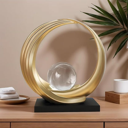 Dosker Modern Abstract Stripe Golden Shelf Decor Statues | Coffee Table Home Decor Sculpture,Desk Decoration for Living Room,Office (Golden)