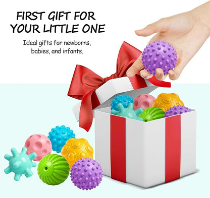 Multicolored Soft Balls for Babies, Textured Montessori Toys | Bright Colors, Sensory Montessori Toys, Teething Play, Easy Clean, Infant Development, Baby Birthday Gift