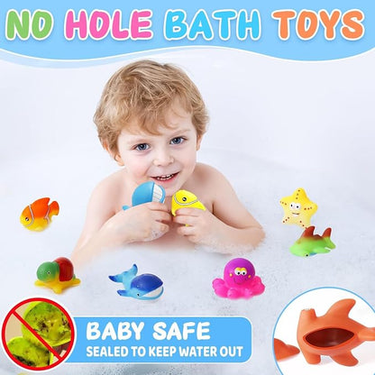 Color Changing No Hole Bath Toys for Kids, Toddler Bath Toys for Water Table Sea Creatures Pool Water Toys Bathtub Beach Sea Animal with Drying Bag