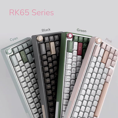 RK ROYAL KLUDGE R65 Wired Mechanical Keyboard with Volume Knob, 60% Percent RGB Backlit Gasket Mount Gaming Keyboard with PBT Keycaps, MDA Profile, QMK/VIA, 66 Keys Hot Swappable Cream Switch, Pink