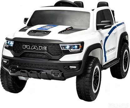 FINITO 4WD Kids 24V 4x4 Kids Ride On 2 Seater Police Truck, Remote Control Ride On Toy Car, Kids' Electric Ride On Truck, Kids' Side by Side Truck for Children Ages 3+, Powered Cars for Kids