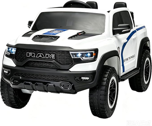 FINITO 4WD Kids 24V 4x4 Kids Ride On 2 Seater Police Truck, Remote Control Ride On Toy Car, Kids' Electric Ride On Truck, Kids' Side by Side Truck for Children Ages 3+, Powered Cars for Kids