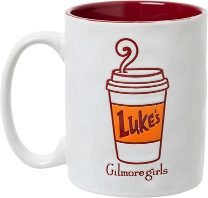 Silver Buffalo Gilmore Girls Coffee, Wax Resist Ceramic Pottery Mug, 17oz | Lukes, Cup, Pot Logo, 0.5 Liters