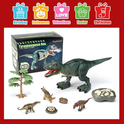 21inches Large Remote Control Dinosaur Toys Sound, Light, Roaring, Mist Spray, Realistic Walking T-Rex RC Tyrannosaurus Dinosaur Toys for Kids Boys Girls 3-10 Years Old