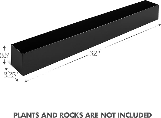 DR&Co Modern Rectangle Planter Box - 32" Metal Planter Ideal for Long Succulent, Rectangular Box for Table or Window Sill, Trough for Indoor Window, Black