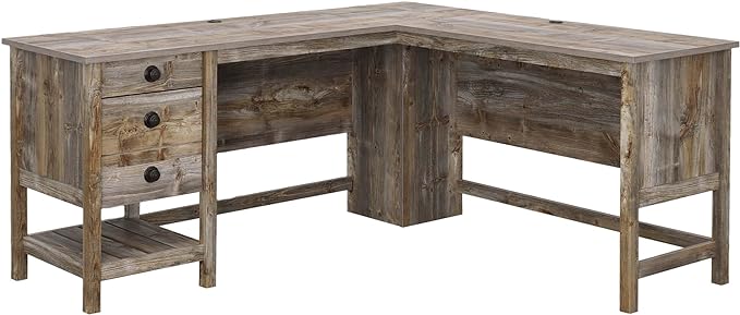Sauder Cottage Road L-Desk, L: 65.12" x W: 58.66" x H: 29.76", Rustic Cedar finish