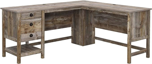 Sauder Cottage Road L-Desk, L: 65.12" x W: 58.66" x H: 29.76", Rustic Cedar finish