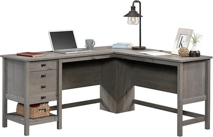Sauder Cottage Road L-Desk, L: 65.12" x W: 58.66" x H: 29.76", Mystic Oak finish