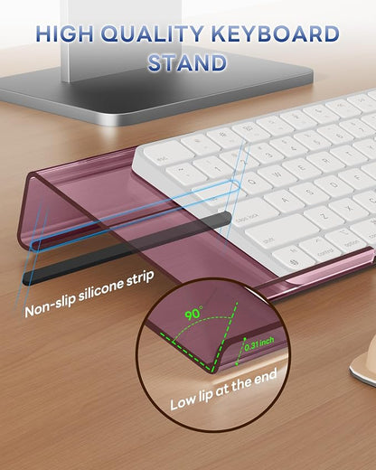 Laborio Computer Keyboard Wrist Rest, Keyboard Riser Stand for Desktop | Rose Pink, Ergonomic Acrylic Keyboard Holder, Non-slip Wrist Pad, Pain Relief for Typing, Multiple Colors