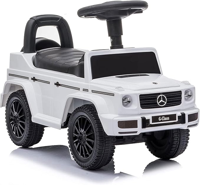 Best Ride On Cars Kids Outdoor Stroller Mercedes G-Wagon Push Car with Working Lights, Horn, and Music for Ages 1 to 3 years, White