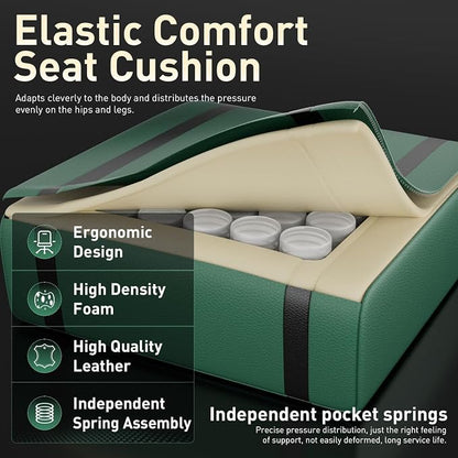 HLDIRECT Gaming Chair, Ergonomic Video Game Seat with 360° Swivel & Lumbar Massage, Computer Chair PU Leather Cushion for Adults Home/Office Use (Black & Green)