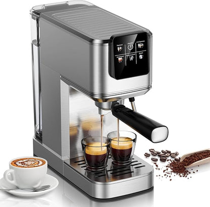 KEENSTAR Espresso Machine 20 Bar with Touch Screen, Hot & Iced Coffee Makers, Stainless Steel Espresso Maker with Rapid Cold Brew & Milk Frother, with Water Tank for Latte, Cappuccino, Gift