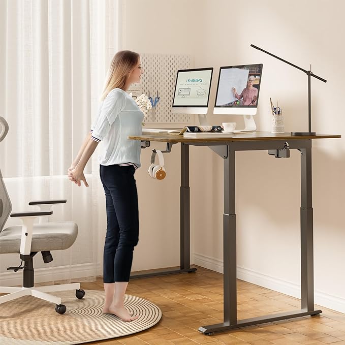 Dripex L Shaped Standing Desk, 63" x 43" Electric Standing Desk Height Adjustable, Sit Stand Home Office Corner Desk, Dual Motor Corner Standing Desk with 4 Legs