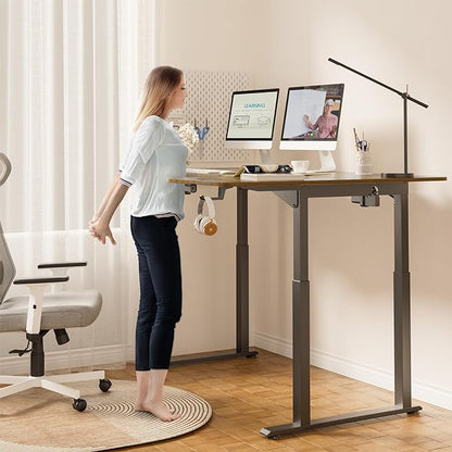 Dripex L Shaped Standing Desk, 63" x 43" Electric Standing Desk Height Adjustable, Sit Stand Home Office Corner Desk, Dual Motor Corner Standing Desk with 4 Legs