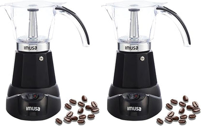Imusa 6 or 3 Cup Electric Espresso Maker Black Coffee Machine for Cuban Coffee, Moka and Espresso Drinks (Pack of 2)