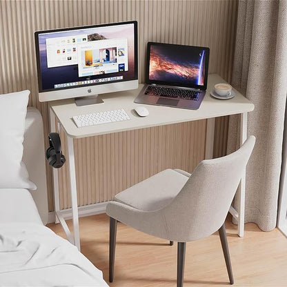 WOHOMO Folding Desk, 39.4" Foldable Computer Table for Small Spaces, Oak | Easy Assembly and Fold, Sturdy Home office desks for Study Bedroom Dorm Space Saving Writing Work Apartment