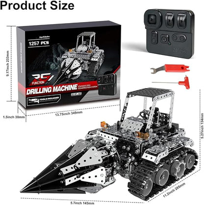 Building Sets Stem Assembly Metal 3-D Puzzle Model Car Building Kit Construction Set Toys Electric Remote Control Drilling Machine 1257PCS/Included Motor