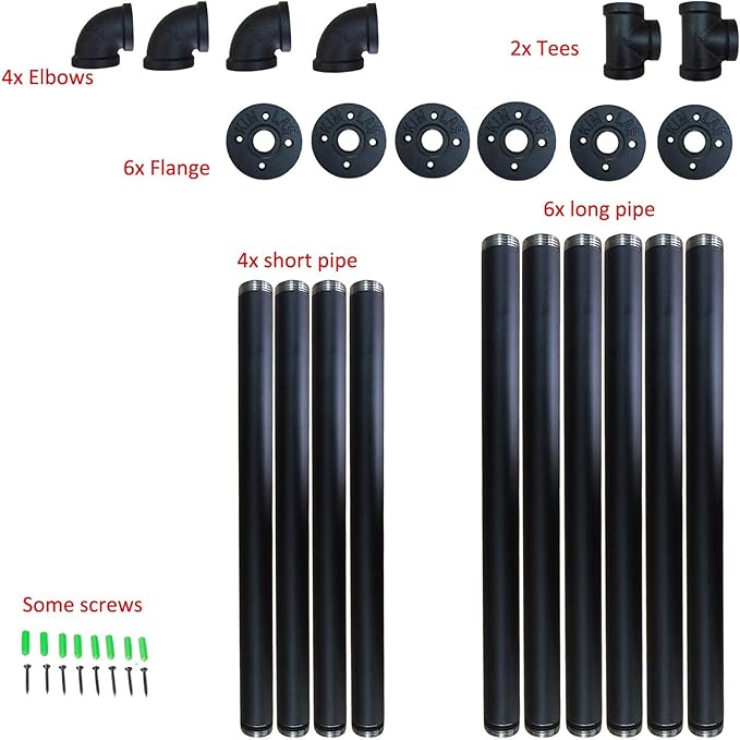 Yuanshikj 2Pc (28" Tall,12" deep,3/4") Industrial Wall Mount Iron Pipe Shelf Shelves Shelving Bracket Black DIY Bookshelf Storage Office Room Kitchen (2 Pcs 3Tier Hardware Only)