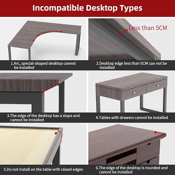 Ergonomics Desk Extender Tray, 11.8"x5.9" Punch-Free Clamp on, Foldable Keyboard Drawer Tray, Table Mount Arm Wrist Rest Shelf, Computer Elbow Arm Support