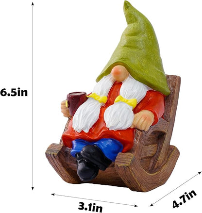 Drinking Coffee Faceless Garden Female Gnome Statue Decoration 6.5" Figurine Ornament for Indoor Outdoor Home Patio Yard Lawn