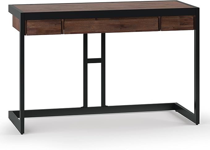 SIMPLIHOME Erina SOLID ACACIA WOOD Modern Industrial 48 Inch Wide Small Desk in Distressed Charcoal Brown, For the Office Desk, Writing Table, Workstation and Study Table