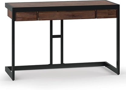 SIMPLIHOME Erina SOLID ACACIA WOOD Modern Industrial 48 Inch Wide Small Desk in Distressed Charcoal Brown, For the Office Desk, Writing Table, Workstation and Study Table
