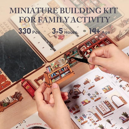 Fsolis Book Nook Kit, DIY Miniature House Kit 3D Puzzles for Adults, Booknook Library Tiny House Mini Bookshelf Diorama Decor Gifts for Women Teenagers Book Lovers (Jack's Bookery)