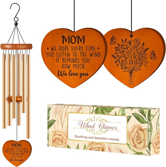 Gifts for Mom, Mom Gifts Wind Chimes 25.6", Outdoor Garden Decor | Mother Gift from Daughter/Son, Perfect for Mother's Day, Birthday, Christmas, Soothing Wind Chimes for Patio & Garden Decor