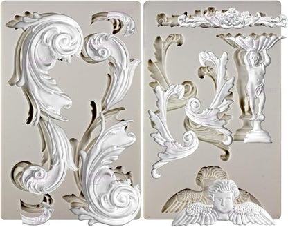 Baroque Style Ornament Curlicues Silicone Molds 3-Count Cherub Birdbath Scrollworks Art Deco Inspired Lace