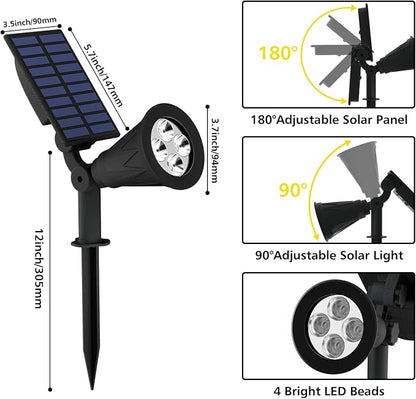 T-SUN Green Solar Spotlights, Green Solar Lights Outdoor, Auto-ON/Off 180°Angle Adjustable Solar Lights for Tree, Patio, Yard, Garden, Driveway, Pool Area (Green-2pack)