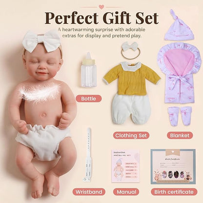 BABESIDE Full Body Silicone Reborn Baby Dolls - 12 Inch (Weight 3 lb) Weighted Full Silicone Realistic-Newborn Baby Doll Real Life Baby Dolls with Complete Accessories & Gift Box