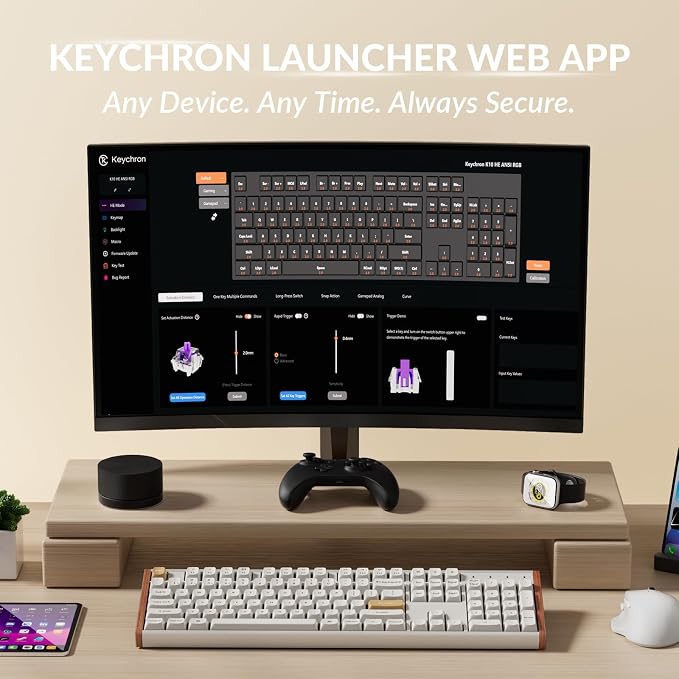 Keychron K10 HE Full-Size Hall Effect Keyboard Wireless, Rapid Trigger | Aluminum Wood Frame Hot-Swappable Magnetic Switches Adjustable Actuation 2.4 GHz Bluetooth USB-C PBT Keycaps QMK Custom RGB