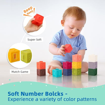 TOOKYLAND Montessori Toys for Babies 6-12 Months, 7 in 1 Learning Educational Set Wooden Toys (Includes Baby Rattle, Object Permanence Box, Wooden Book, Teething Toy and More)