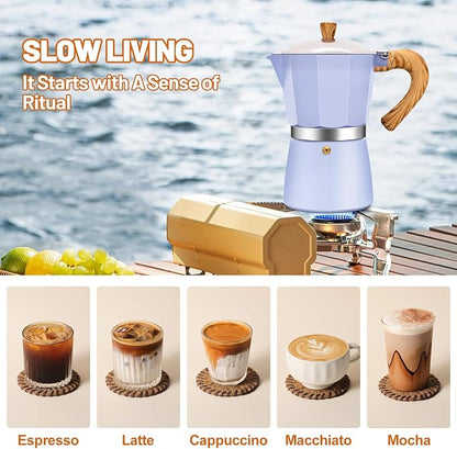 9 Cup Aluminum Espresso Stovetop Moka Pot Express Coffee Maker Percolator Italian Classic Mocha Coffee Machine for Italian and Cuban Cafe Brewing for Home & Camping 450ml 15oz
