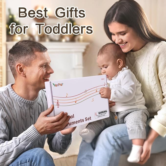 Musical Toys for 2 3 Year Old Girl Birthday Gifts, Wooden Montessori Toys for 2 Year Old, 8 in 1 Musical Instruments for Toddlers with Drum/Hand Bells/Flute/Maracas, Preschool Toys for Baby 18+ Months