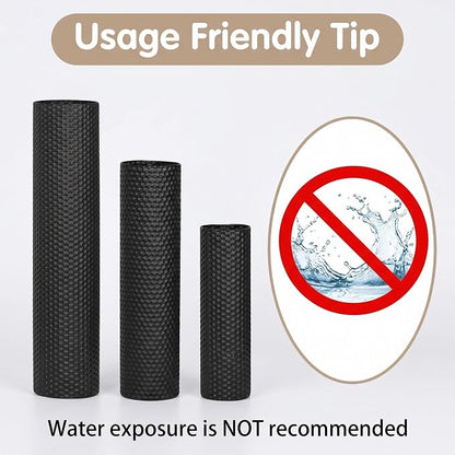 Dnnnii Tall Floor Vases Set of 3 - Black Metal Cylinder Vases for Living Room Corner, Modern Honeycomb Texture, Extra Large Standing Decor (Tallest 27.6in, Home Bedroom Dining Decor)