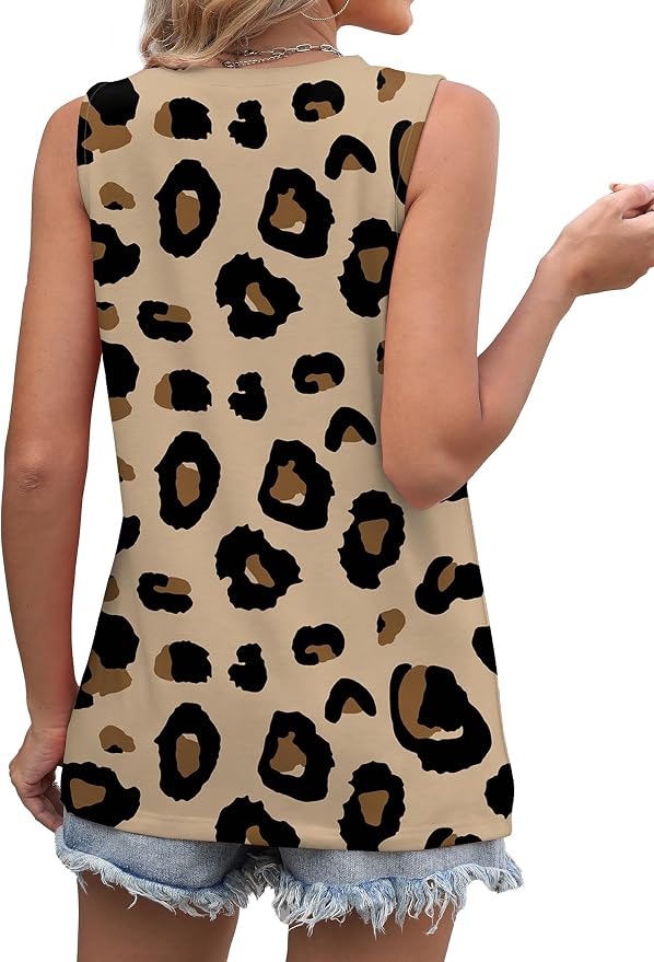 WIHOLL Women's Sleeveless Summer Crewneck Loose Fit Tank Tops