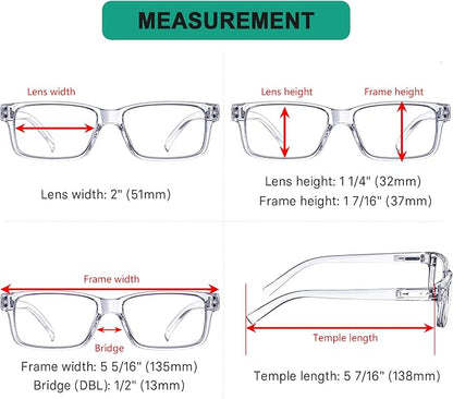 Eyekepper Vintage Reading Glasses for Men - 5 Pack Spring Hinges Classic Readers - Clear Frame +2.25