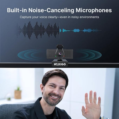 NexiGo N60 Pro 4K Webcam for PC, 4K UHD Sony Sensor, Autofocus, 1080p 60 fps, Noise-Canceling Mics, Privacy Cover, Distortion-Free Lens, 4X Digital Zoom, Works with Switch 2/Zoom/Teams/Google Meet