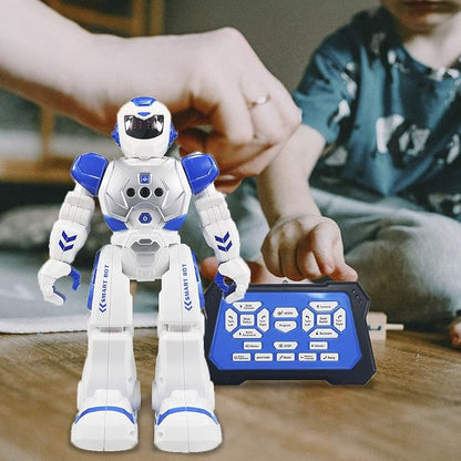 Remote Control Robot for Kids,Intellectual Gesture Sensor Programmable Robots with Infrared Controller Early Education Toys can Dance Sing Walk,Best Gift for Children (Blue/White)