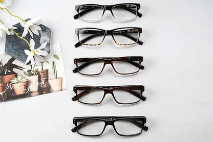 Eyekepper Vintage Reading Glasses for Men - 5 Pack Spring Hinges Classic Readers +3.50