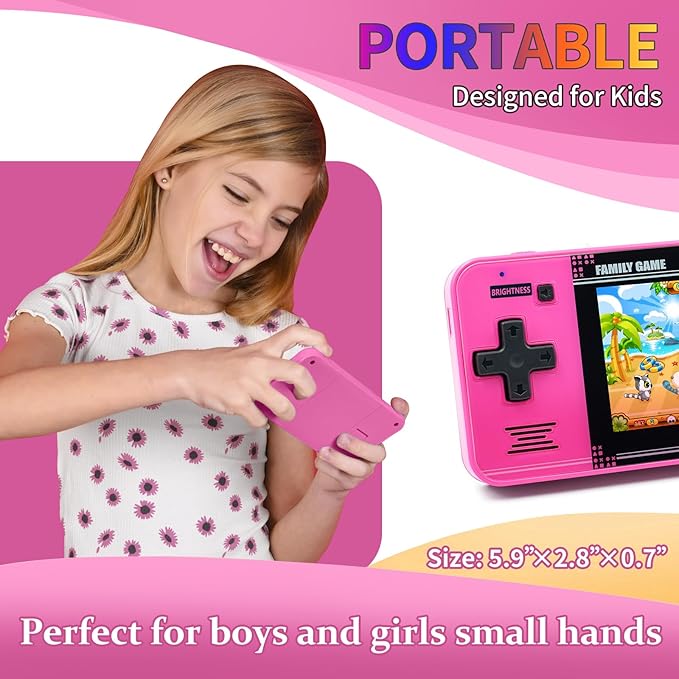 Handheld Game for Kids -Preloaded 220 Retro Video Games, Portable Gaming Player with Rechargeable Battery 3.0" LCD Screen, Mini Arcade Electronic Toy Gifts for Boys Girls (Red)