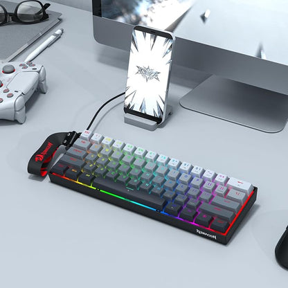 Redragon K617 HE Wired Hall-Effect Rapid Trigger Magnetic Gaming Keyboard | 8K Polling Adjustable Actuation, 61 Keys Design for More Room to Aim, Swap-Ready Socket for Mod, RGB Pro Software Supported
