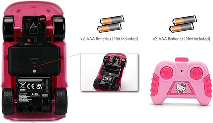 Jada Hello Kitty RC Car 1:32 Scale Vehicle – Simple Function Remote Control Pink Convertible with Non-Removable Figure Toys