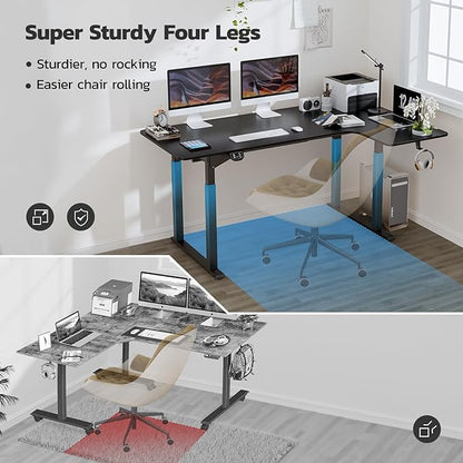 Dripex Standing Desk, 63"/ 71" L Shaped Desk Adjustable Height, Electric Corner Stand Up Desk Large Home Office Desk Computer Workstation, Dual Motor Sit Stand Desk 4 Legs, Super Stable