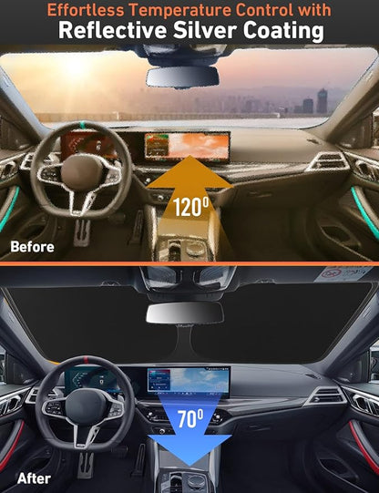 EcoNour Windshield Sunshade Compatible for Subaru Legacy 2020-2023 2024 2025, Sun Visor for Front Windshield & Window Sun Shade Cover, UV Heat Blocker & Protector, Car Accessories