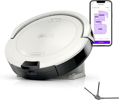 Shark Navigator Robot Vacuum with SmartPath Navigation and Self-Cleaning Brushroll, Powerful Suction, for Carpets & Hard Floors, White, AV2120