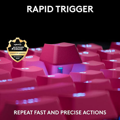 Logitech G PRO X TKL Rapid Gaming Keyboard (Hall-Effect) - Magenta | Hall-Effect Magnetic Analog Switches with Rapid Trigger, Lightsync RGB, Detachable USB-C Cable, Volume Roller & Media Buttons