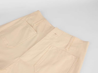 miduo Womens High Waisted Cropped Wide Leg Stretchy Straight Pants Trousers with Pockets